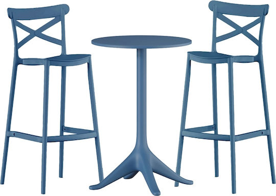 Saray Home Garten- und Outdoor-Möbelsets Typsatz für kleinen Balkon Elly 3 Stück Blau