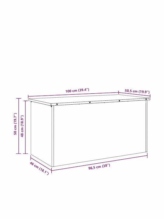 vidaXL Cutie de depozitare pentru exterior Metalic Negru L100xW50.5xH50buc