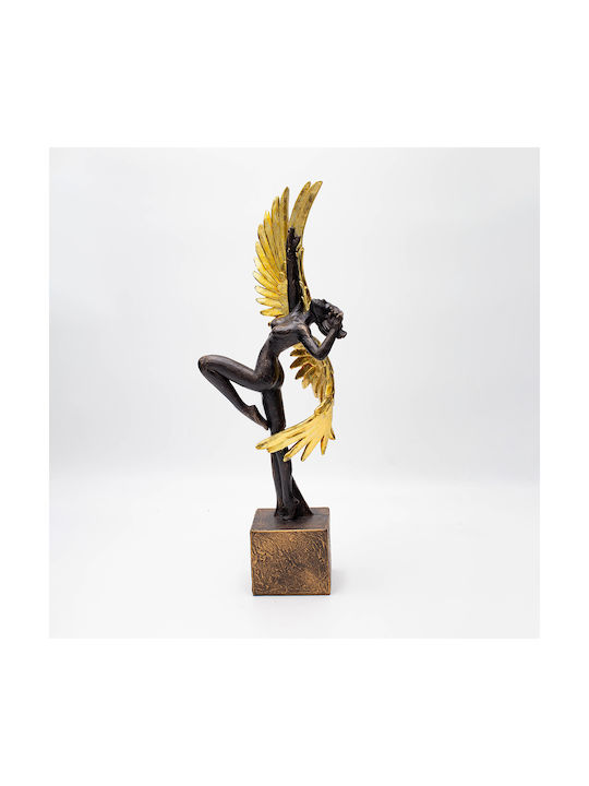 Table Decorative Woman Wings Polyresin Gold-Black 13.5x7.5x37cm