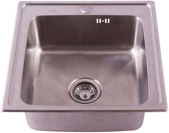 Inter Ceramic Ένθετος Νεροχύτης Inox Σατινέ Μ50xΠ50cm Ασημί