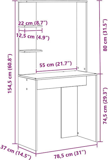 Computer Büro Holz Black Oak 78.5x37x154.5cm