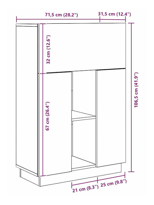 Computer Büro Holz Grey Concrete 71.5x31.5x106.5cm