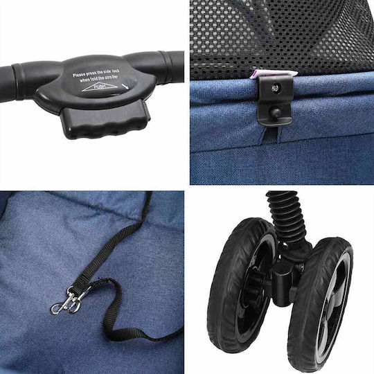 vidaXL Waterproof Dog/Cat Carrying Blue Stroller for 7.2kg Pets L99xW81xH47cm