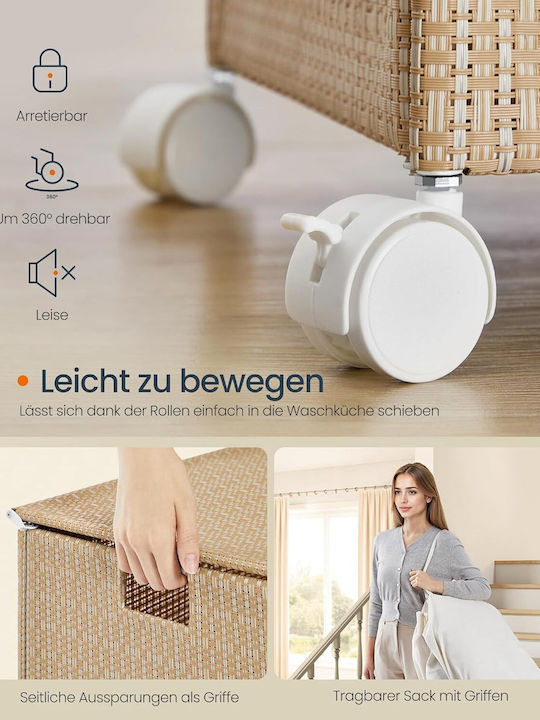 Songmics Coș De Rufe Din Paie 100lt Cu Capac 46.5x37.5x65cm Bej Songmics Coș De Rufe Din Paie 100lt Cu Capac 46.5x37.5x65cm Bej