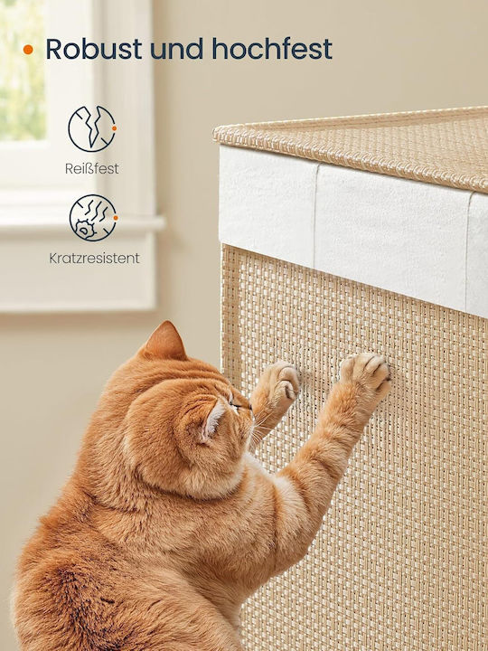 Songmics Wicker Laundry Basket 100lt with Cap 46.5x37.5x65cm Beige