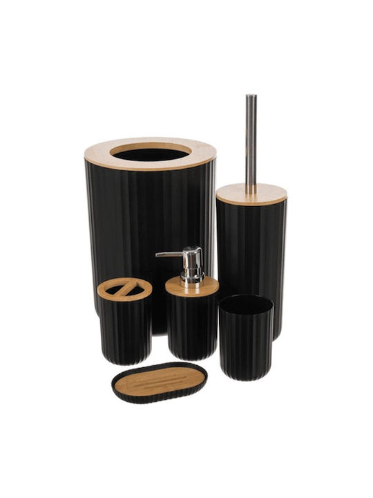 LikeSmart Badezimmerzubehör-Set Bambus Schwarz 6 Stücke