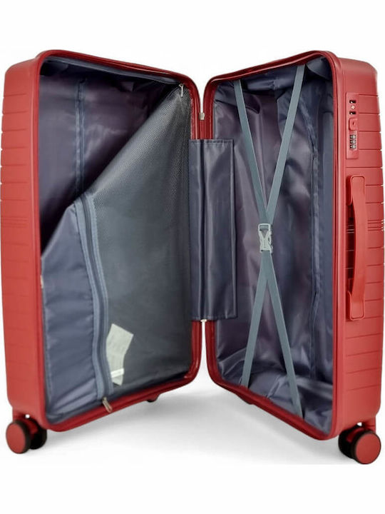 Playful Bags Large Travel Suitcase Hard Bordeaux with 4 Wheels Height 75cm