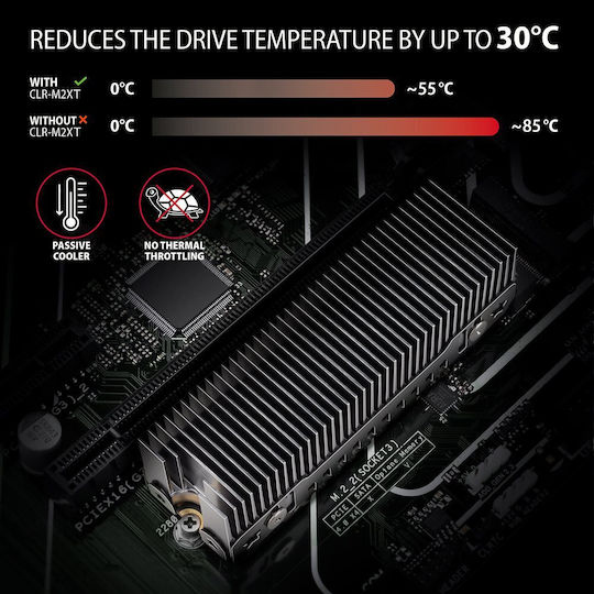 Axagon M.2 Ssd Passive Cooler Aluminum Gray