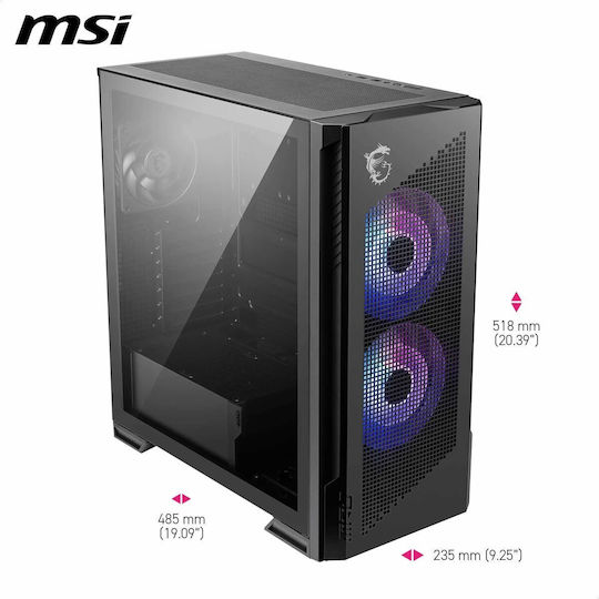 MSI MPG VELOX 300R AIRFLOW PZ Gaming Midi Tower Κουτί Υπολογιστή με ARGB Φωτισμό Μαύρο