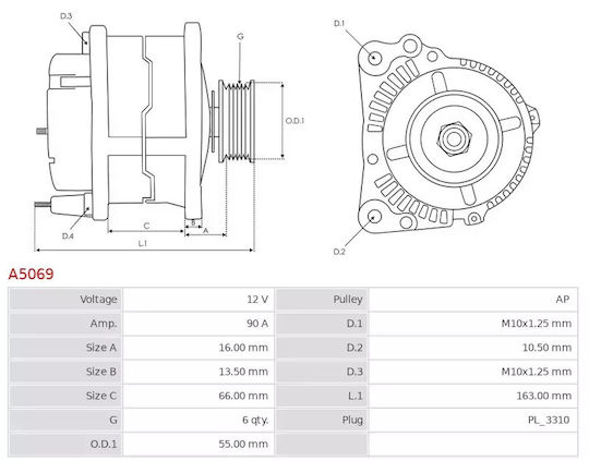 Alternator Mazda 2 1.3 1.5 3 1.6 Mzr