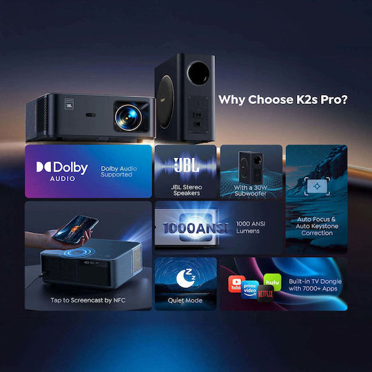 Yaber Projector LCD με Wi-Fi και Ενσωματωμένα Ηχεία