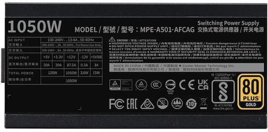 CoolerMaster MWE Gold 1050 V2 rev. 2.0 1050W Black Computer Power Supply Full Modular 80 Plus Gold