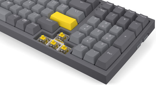 Endorfy EY5A124 Ασύρματο Gaming Μηχανικό Πληκτρολόγιο με Gateron Yellow διακόπτες και RGB φωτισμό (Αγγλικό US) Γκρι