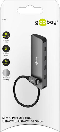 Goobay USB Хъб 4 Порта USB 3.2 с USB-C Връзка Сив