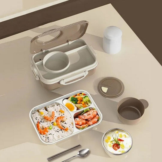 Uncle George Microwave Plastic Lunch Box Beige 1300ml
