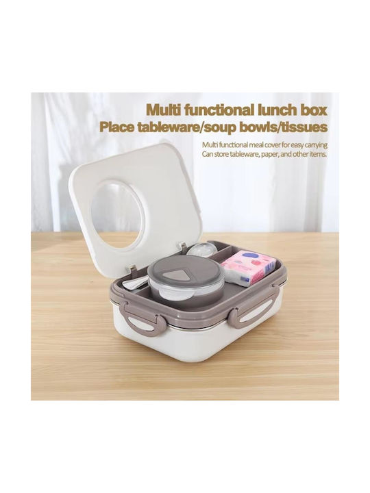 Uncle George Microwave Plastic Lunch Box Beige 1300ml