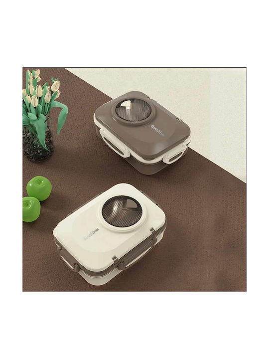 Uncle George Microwave Plastic Lunch Box Beige 1300ml