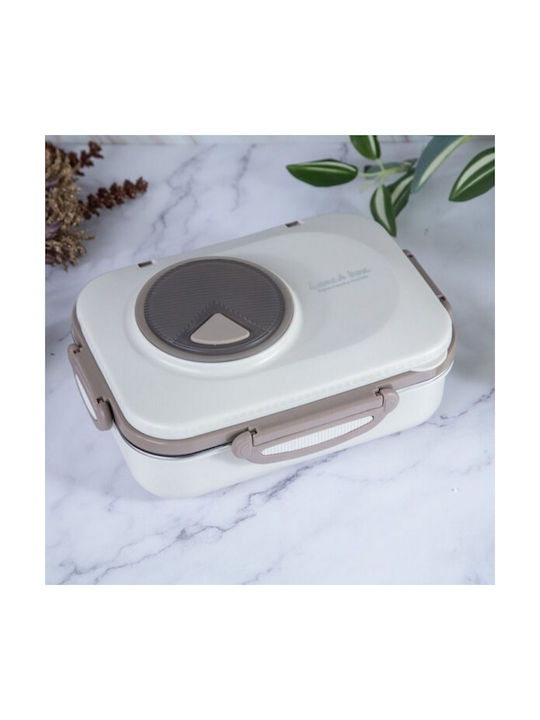 Uncle George Microwave Plastic Lunch Box Beige 1300ml