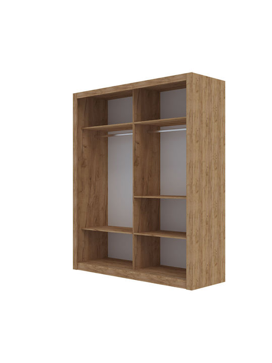 Reflex Δίφυλλη Ντουλάπα Συρόμενη Χρυσό Δρυς 180x60x215cm