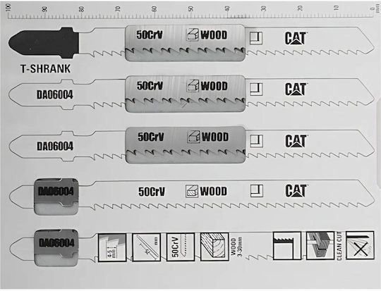 CAT Jig Saw Blade for Wood 100mm 5pcs 02-3445