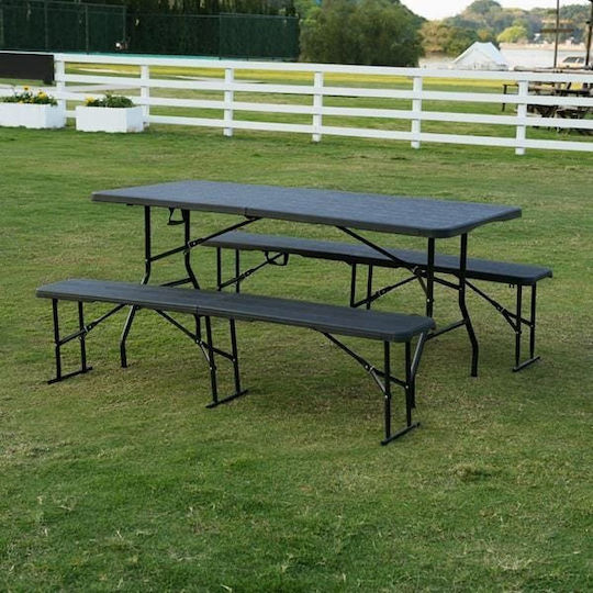 Nils Tabelle Stahl für Camping Klappbar Campingmöbel 91x74cm Gray