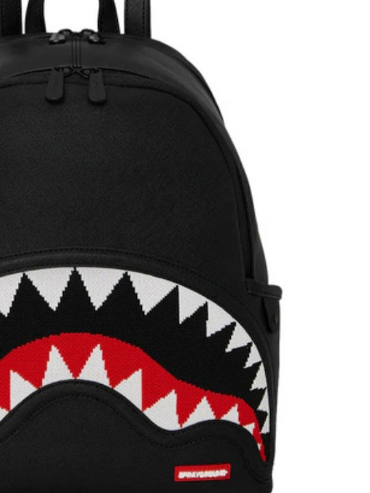 Fly Knit Mouth Savage Leather Women's Black Backpack