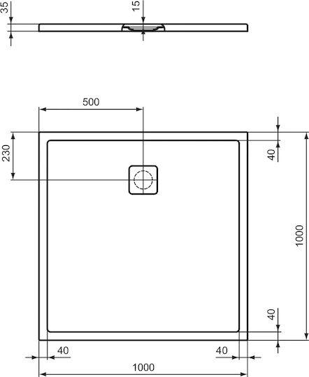 Ideal Standard Ultra Flat Ακρυλική Ντουζιέρα 100x100cm Λευκή