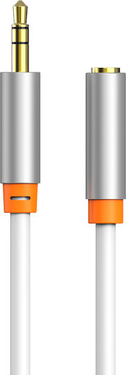 Cabletime 3,5mm Klinkenkabel mit 3,5mm Buchse Weiß 1,5m mit Vergoldeten Anschlüssen