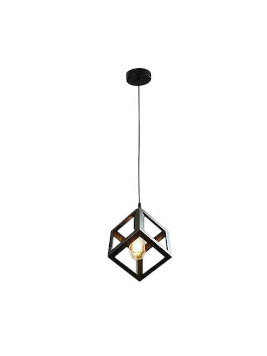 Diamond Adjustable Pendant Light Black with Socket E27 27x27cm
