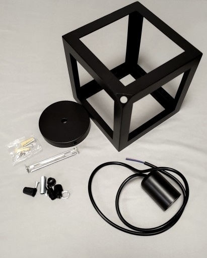 Diamond Adjustable Pendant Light Black with Socket E27 27x27cm