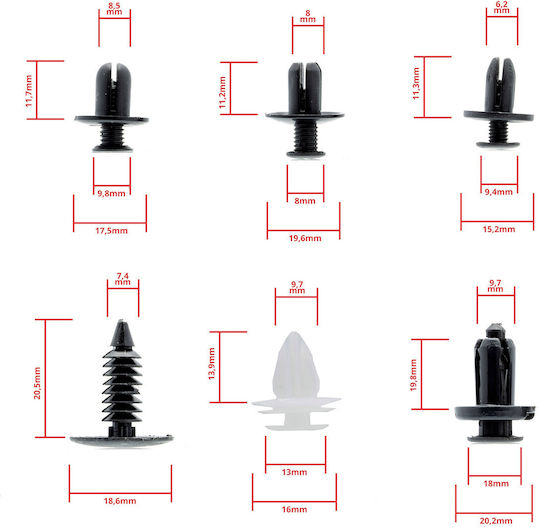 Set Automotive Clips Clamps Pins 100 Pieces Installation Tools