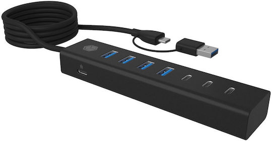 Icy Box Hub 7 Porturi USB 3.2 cu Conectare USB-A / USB-C