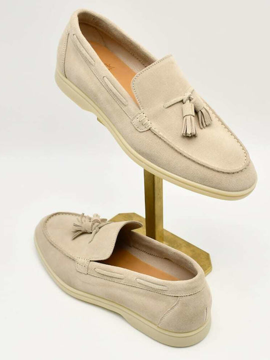 Δερμάτινα Ανδρικά Loafers σε Μπεζ Χρώμα
