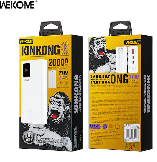 WK WP-94 Power Bank 20000mAh 27W Λευκό