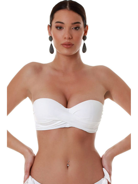 Strapless Bikini Top C Cup με Ενίσχυση Λευκο