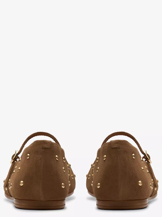 Livia Stud Wildleder Damen Ballerinas in Braun Farbe