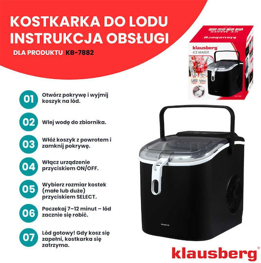Klausberg Mașină de gheață cu producție zilnică de 12kg KB-7882