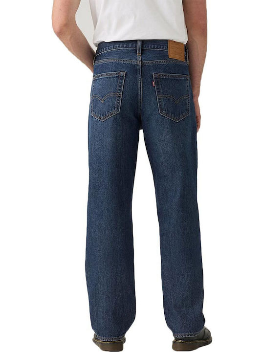 Check The Score Men's Jeans Pants with Loose Straight Fit Blue