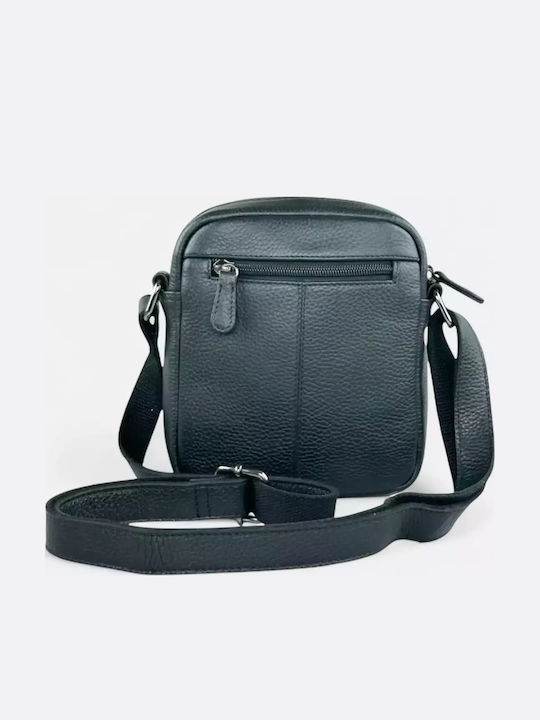 Leder Herrentasche Schulter / Crossbody Schwarz