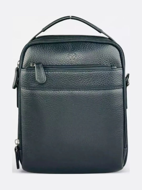 Leder Herrentasche Schulter / Crossbody Schwarz