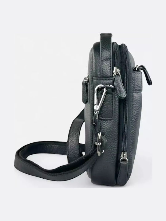 Leder Herrentasche Schulter / Crossbody Schwarz