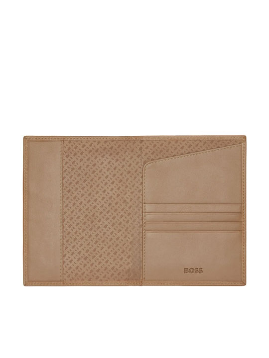 Hugo Boss Grained Leather Passport Case Camel