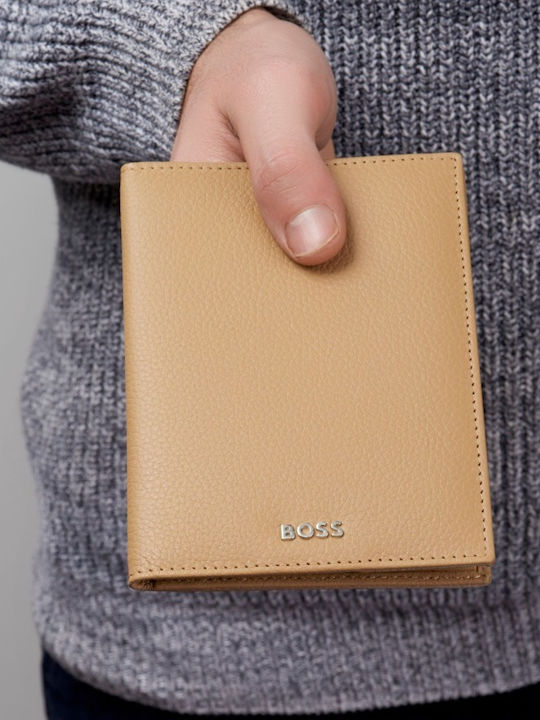 Hugo Boss Grained Leather Passport Case Camel