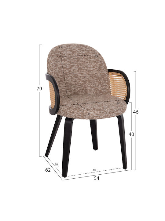 Becker Dining Room Fabric Armchair Μαύρο--καφέ 54x62x79cm 2pcs