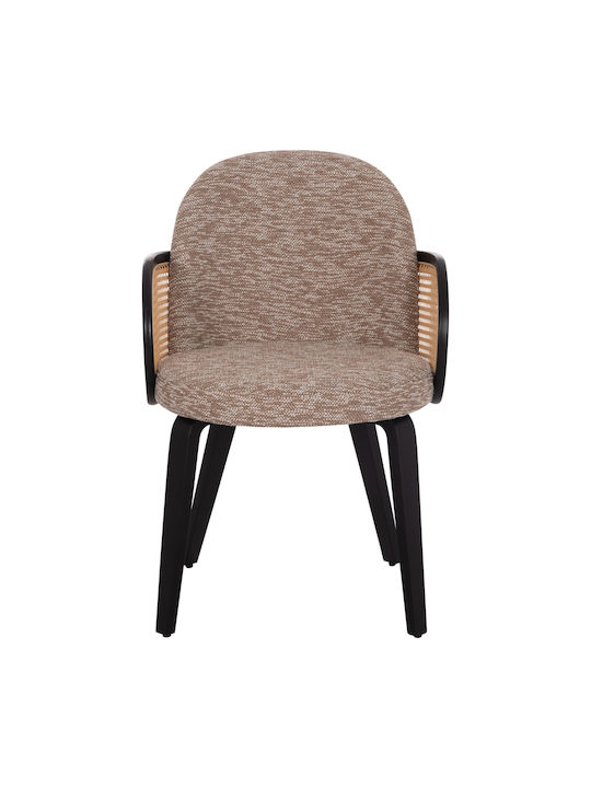 Becker Dining Room Fabric Armchair Μαύρο--καφέ 54x62x79cm 2pcs