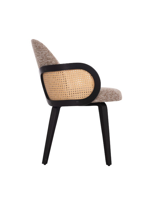 Becker Dining Room Fabric Armchair Μαύρο--καφέ 54x62x79cm 2pcs