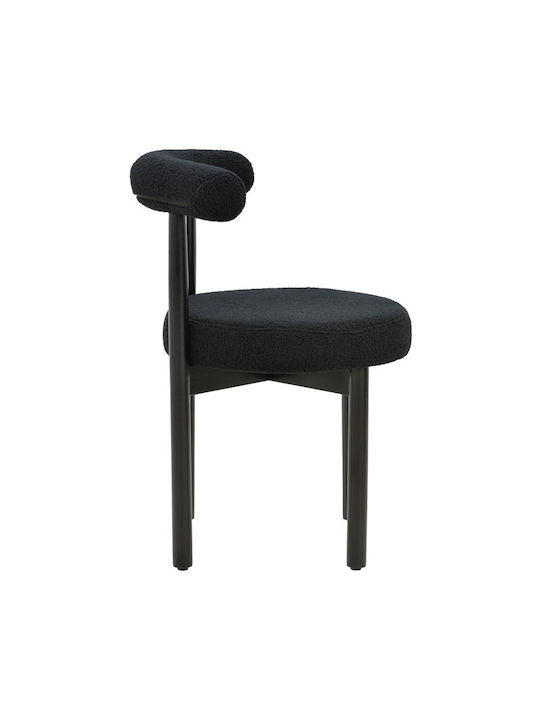 Fenza Dining Room Fabric Chair Μαύρο Μπουκλέ 60x54x75cm