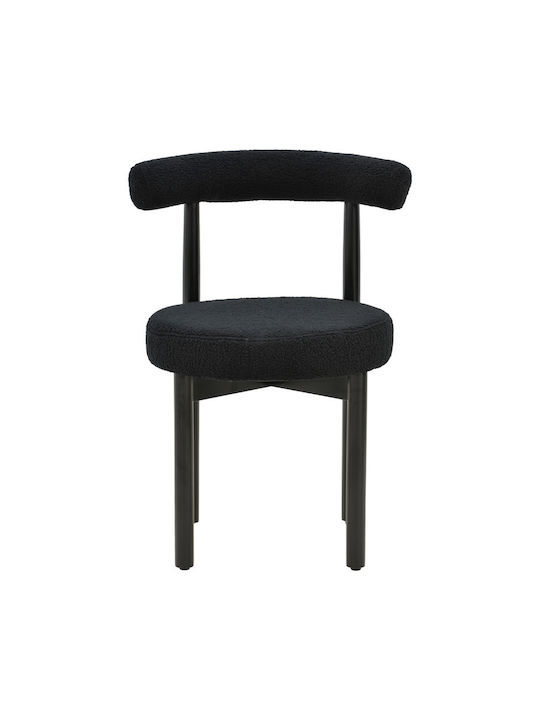 Fenza Dining Room Fabric Chair Μαύρο Μπουκλέ 60x54x75cm