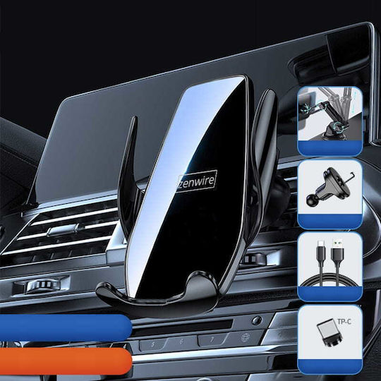 Zenwire Suport Auto Pentru Telefon Mobil Cu Carcasă Și Încărcare Wireless 15W Negru