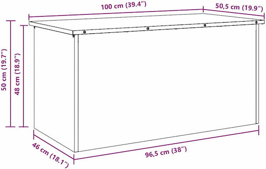 vidaXL Metallisch Aufbewahrungsbox mit Deckel 100x50.5x50cm 1Stück